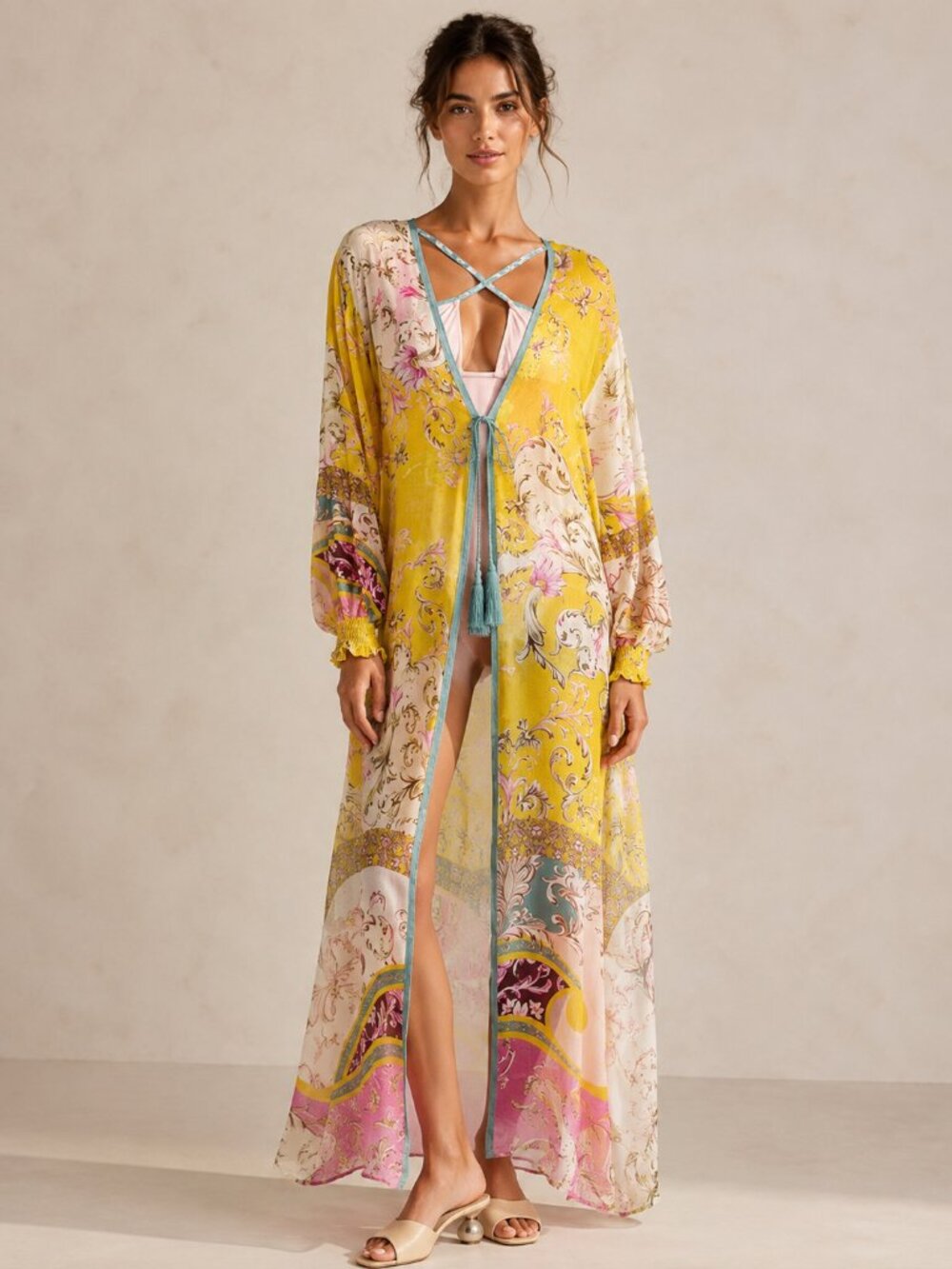 Agua Bendita Isabelle Kimono Merzin Multicolor Swim Coverup Resort NEW NWT